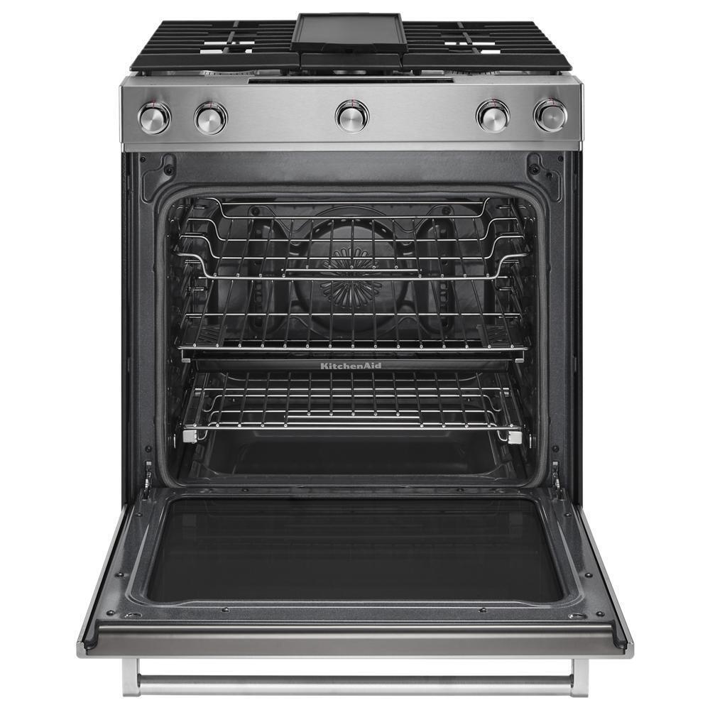 Kitchenaid KSDB900ESS 30-Inch 5-Burner Dual Fuel Convection Slide-In Range with Baking Drawer