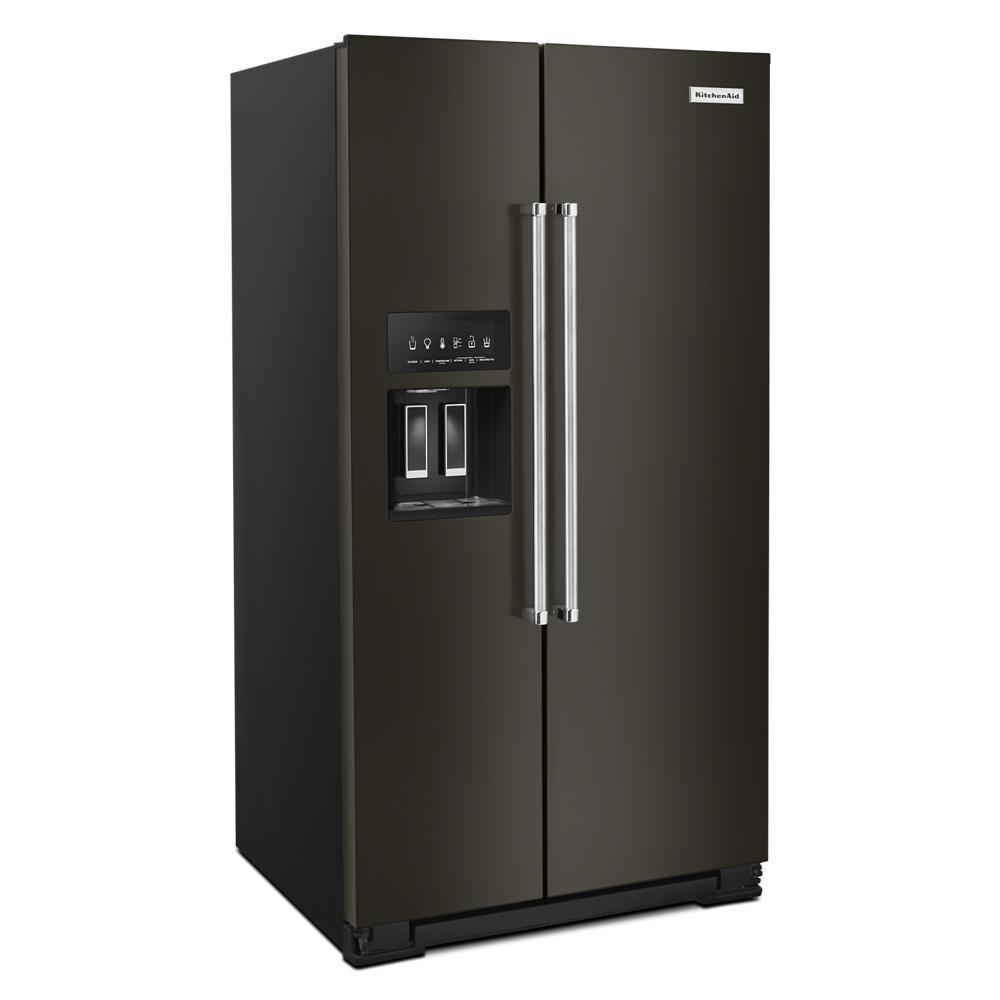 Kitchenaid KRSF705HBS 24.8 cu ft. Side-by-Side Refrigerator with Exterior Ice and Water and PrintShield™ Finish