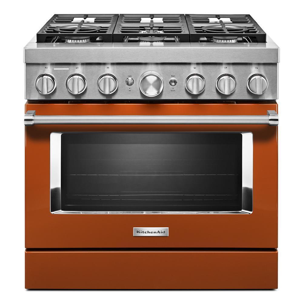 KFDC506JSC KitchenAid® 36'' Smart Commercial-Style Dual Fuel Range with 6 Burners