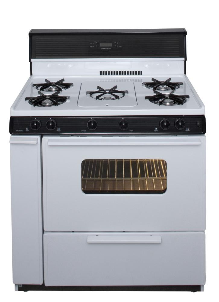 Premier 36 in. Freestanding Gas Range with 5th Burner and Griddle Package in White