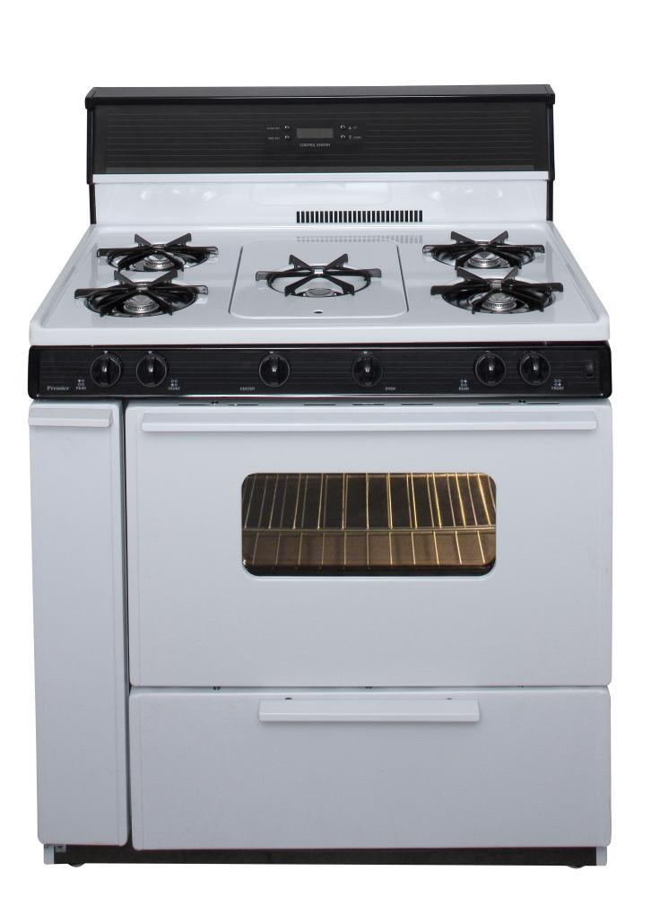 Premier SLK249WP0 36 in. Freestanding Gas Range with 5th Burner and Griddle Package in White