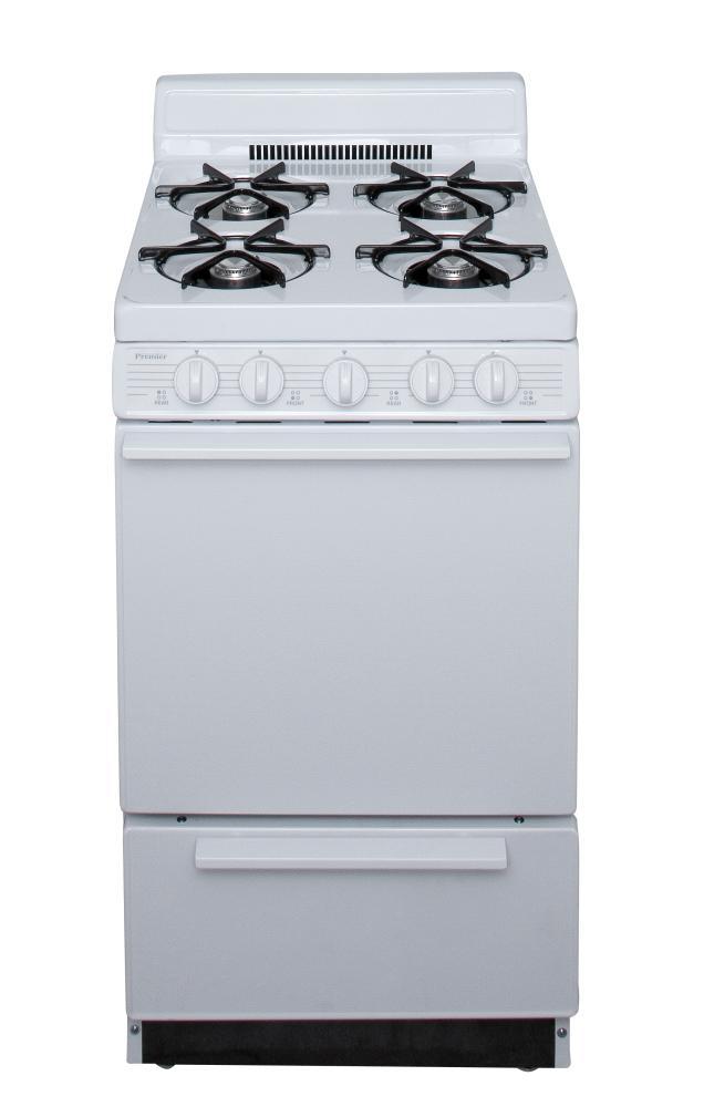 Premier BAK100OP 20 in. Freestanding Battery-Generated Spark Ignition Gas Range in White