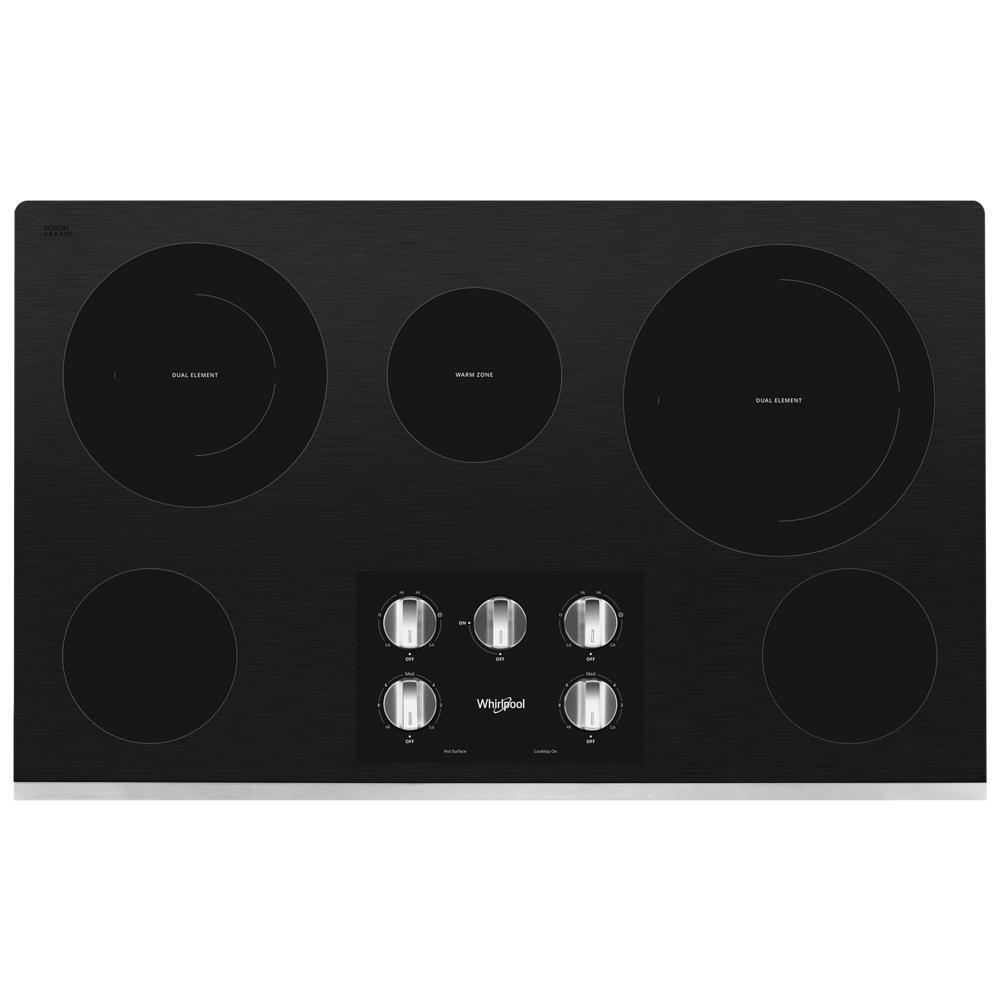 Whirlpool WCE77US6HS 36-inch Electric Ceramic Glass Cooktop with Two Dual Radiant Elements