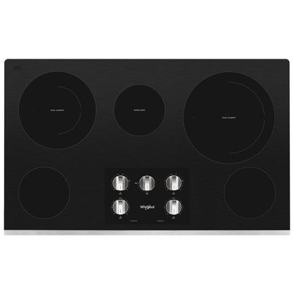 Whirlpool WCE77US6HS 36-inch Electric Ceramic Glass Cooktop with Two Dual Radiant Elements
