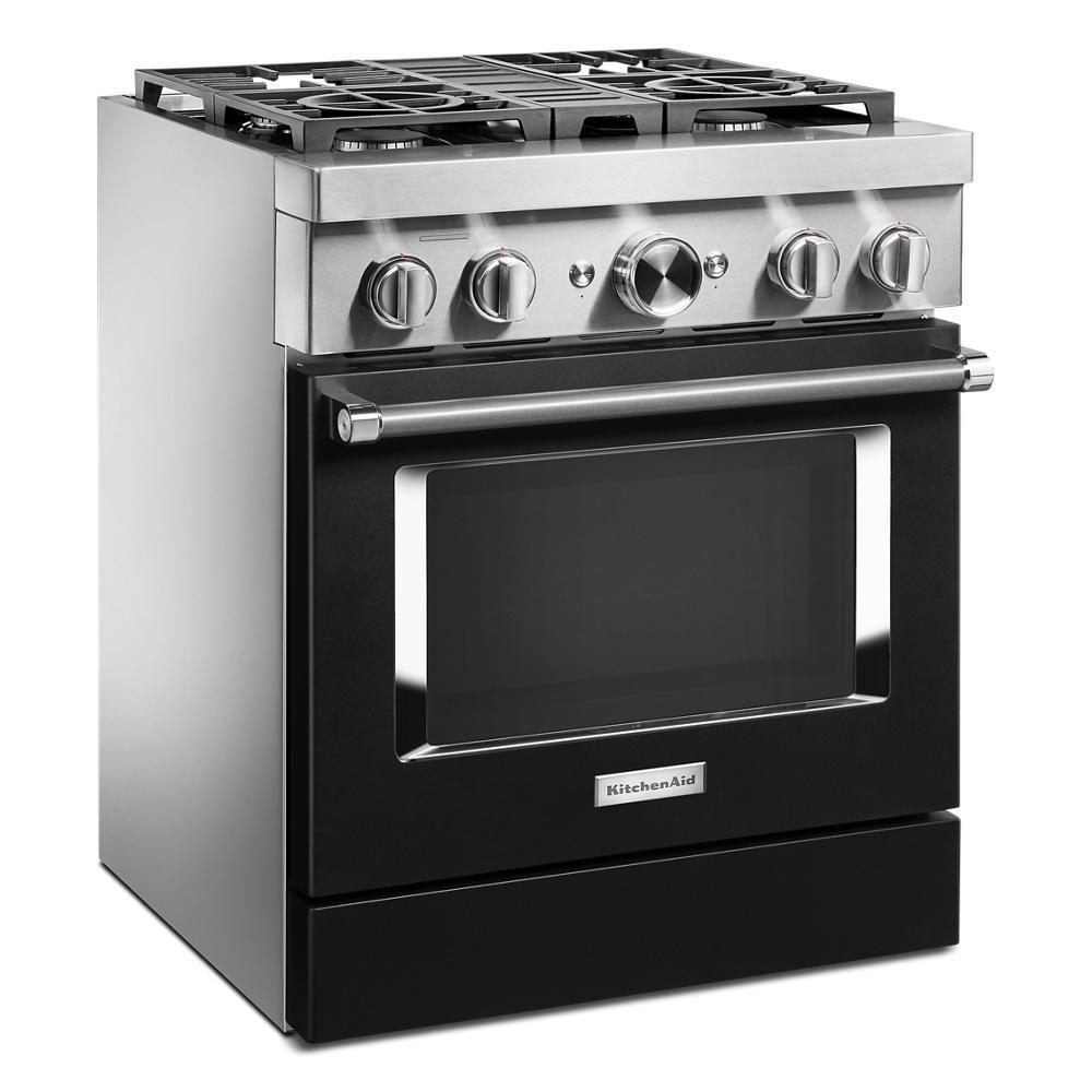 KFDC500JBK KitchenAid® 30'' Smart Commercial-Style Dual Fuel Range with 4 Burners