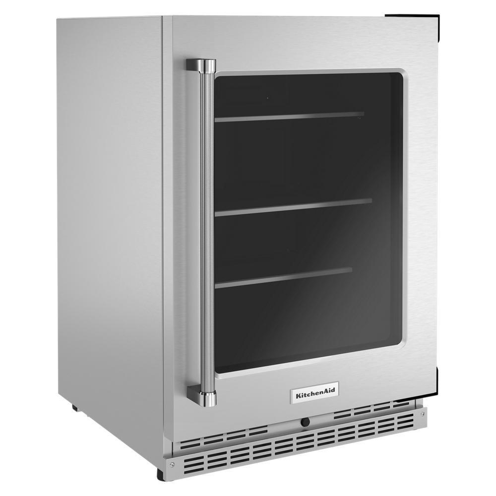 Kitchenaid 24" Undercounter Refrigerator with Glass Door and Shelves with Metallic Accents