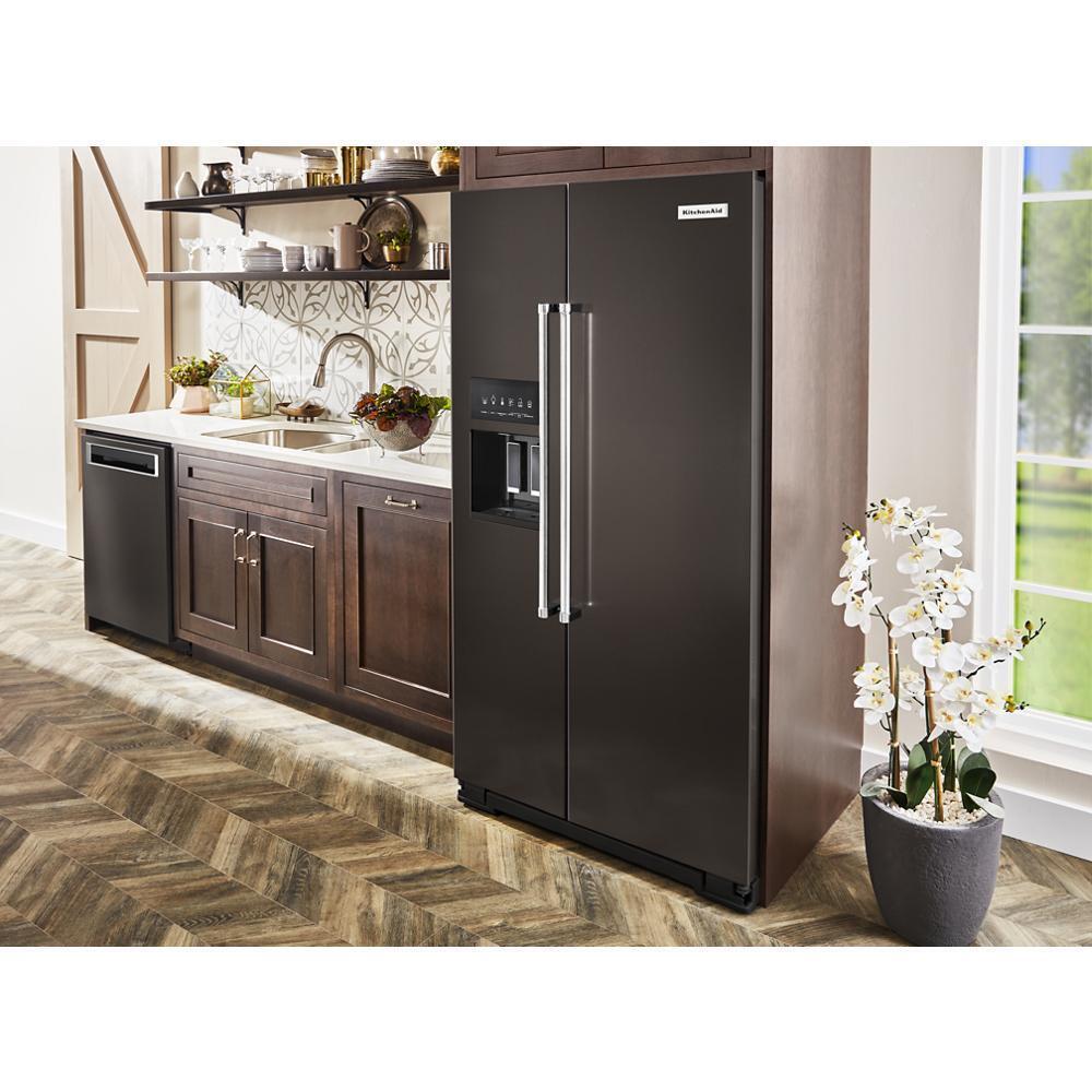 Kitchenaid KRSC700HBS 19.9 cu ft. Counter-Depth Side-by-Side Refrigerator with Exterior Ice and Water and PrintShield™ finish