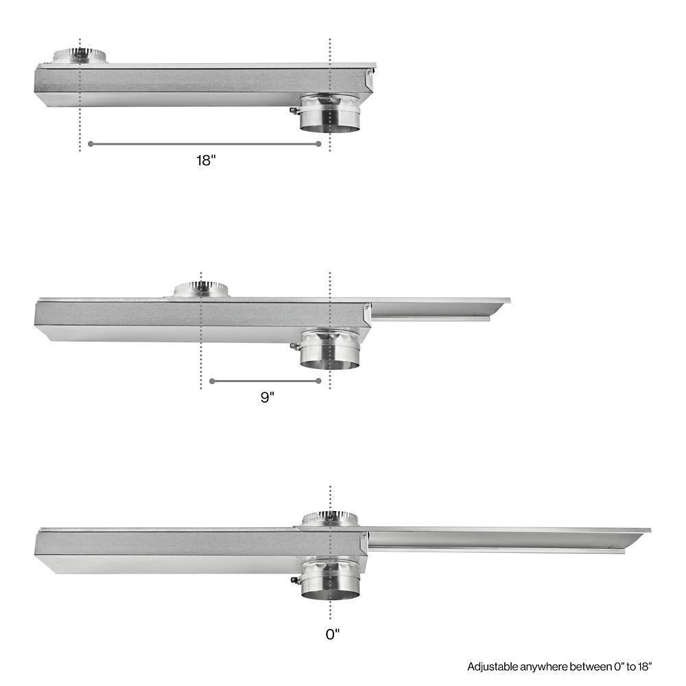 Whirlpool 4396037RP 0"-18" Dryer Telescoping Vent Periscope for 2.5" clearance, with 1 male snap-lock fitting, draw-band collar & 2 clamps.
