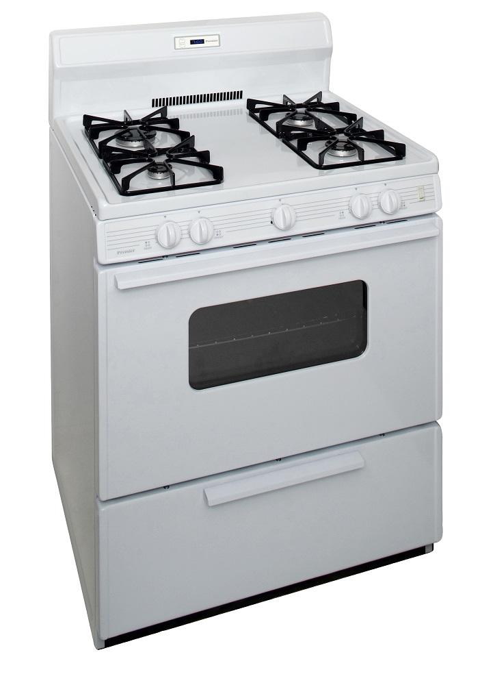 Premier 30 in. Freestanding Sealed Burner Spark Ignition Gas Range in White