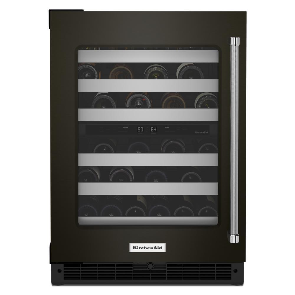 Kitchenaid KUWL314KBS 24" Undercounter Wine Cellar with Glass Door and Metal-Front Racks
