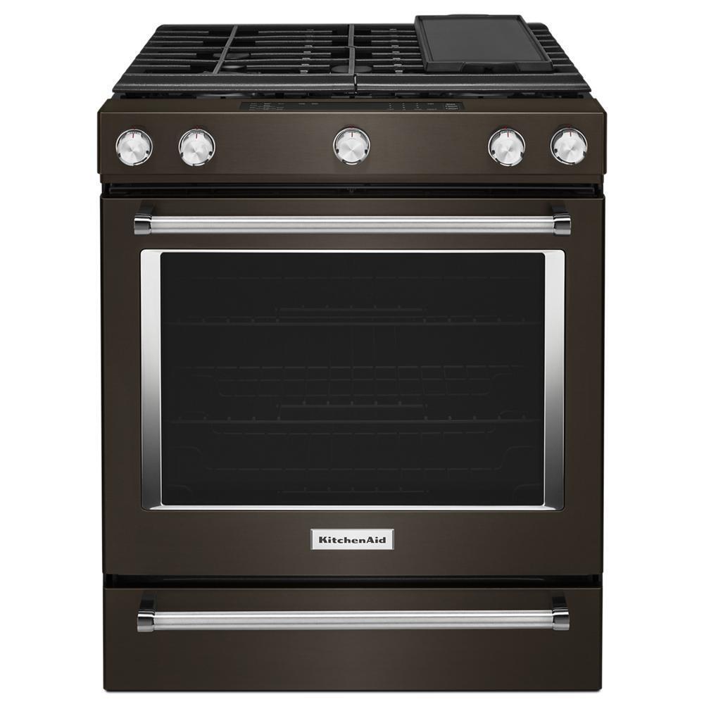 Kitchenaid KSGG700EBS 30-Inch 5-Burner Gas Slide-In Convection Range