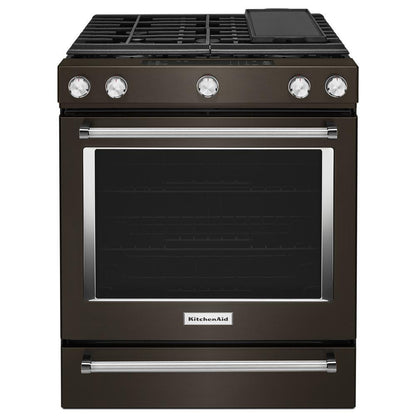 Kitchenaid KSGG700EBS 30-Inch 5-Burner Gas Slide-In Convection Range