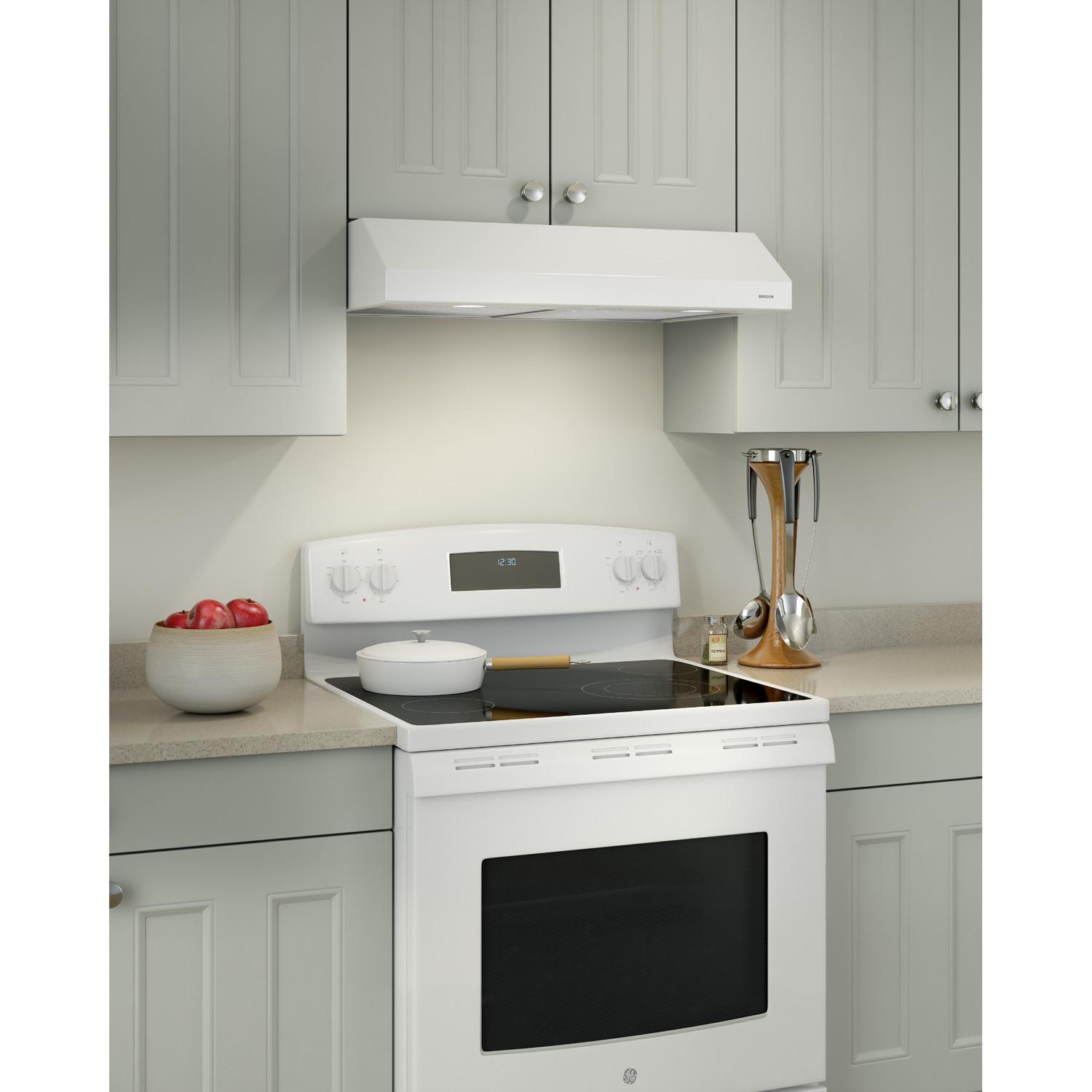 Broan BCSD130WW Glacier 30-Inch 300 Max Blower CFM 5 Sones White Range Hood