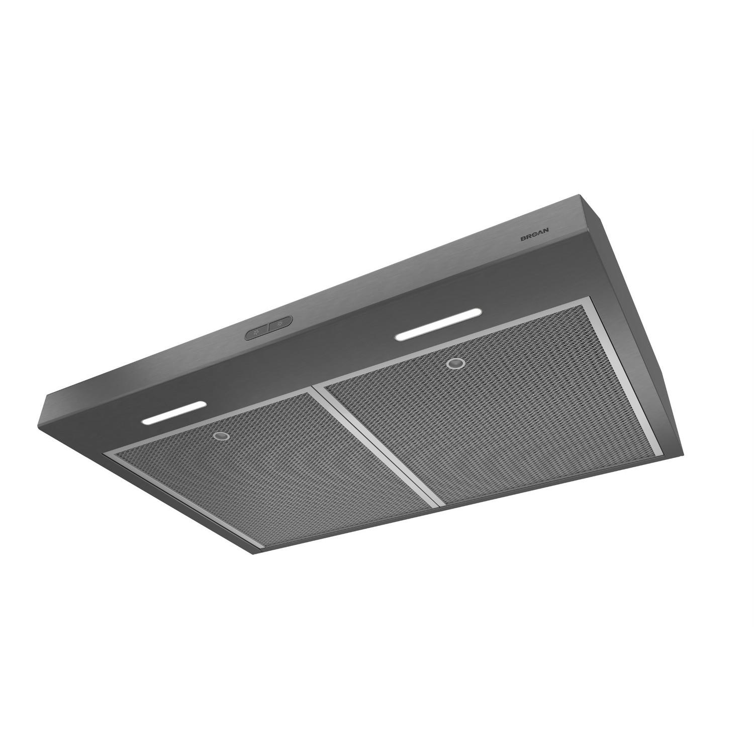 Broan® Glacier 36-Inch Convertible Under-Cabinet Range Hood, 375 Max Blower CFM, Black Stainless Steel