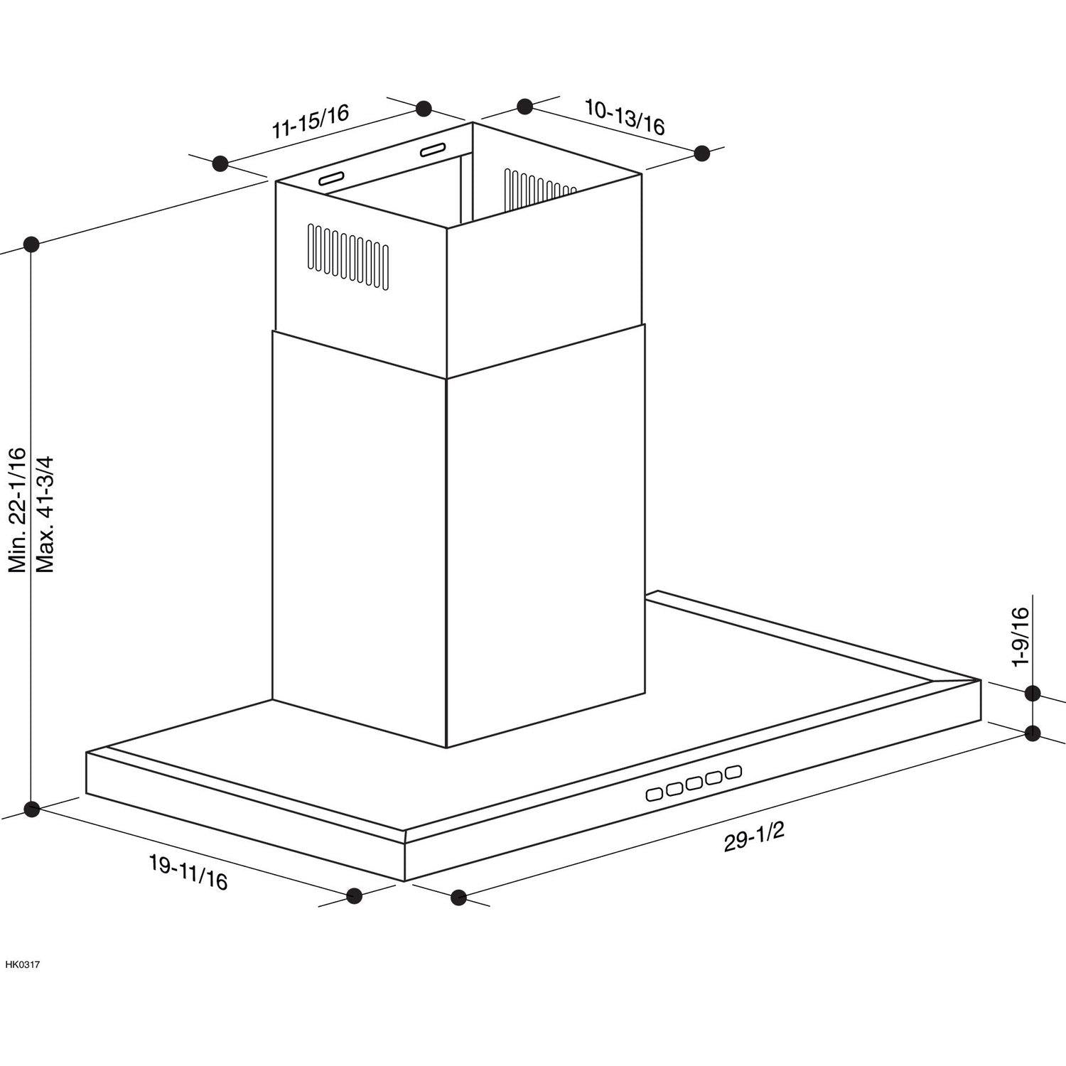 Broan® 30-Inch Convertible Wall-Mount T-Style Chimney Range Hood, 450 MAX CFM, Stainless Steel