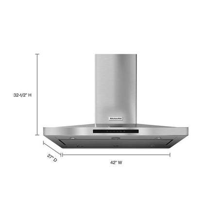 Kitchenaid KVIB602DSS 42'' Island-Mount, 3-Speed Canopy Hood