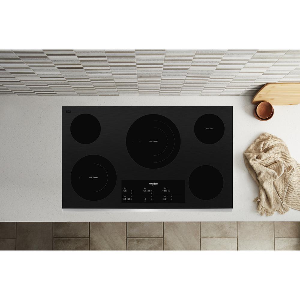 Whirlpool WCE97US6KS 36-inch Electric Ceramic Glass Cooktop with Triple Radiant Element