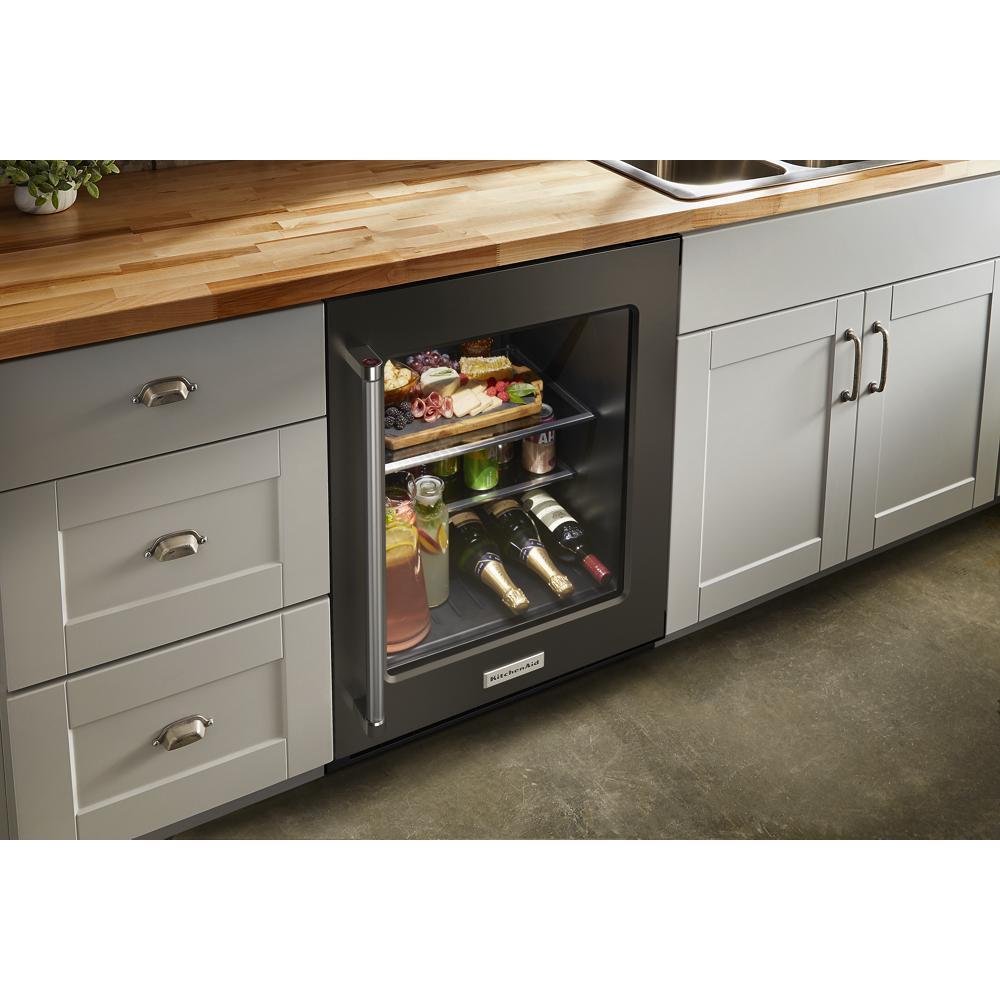 Kitchenaid KURR314KBS 24" Undercounter Refrigerator with Glass Door and Shelves with Metallic Accents and PrintShield™ Finish