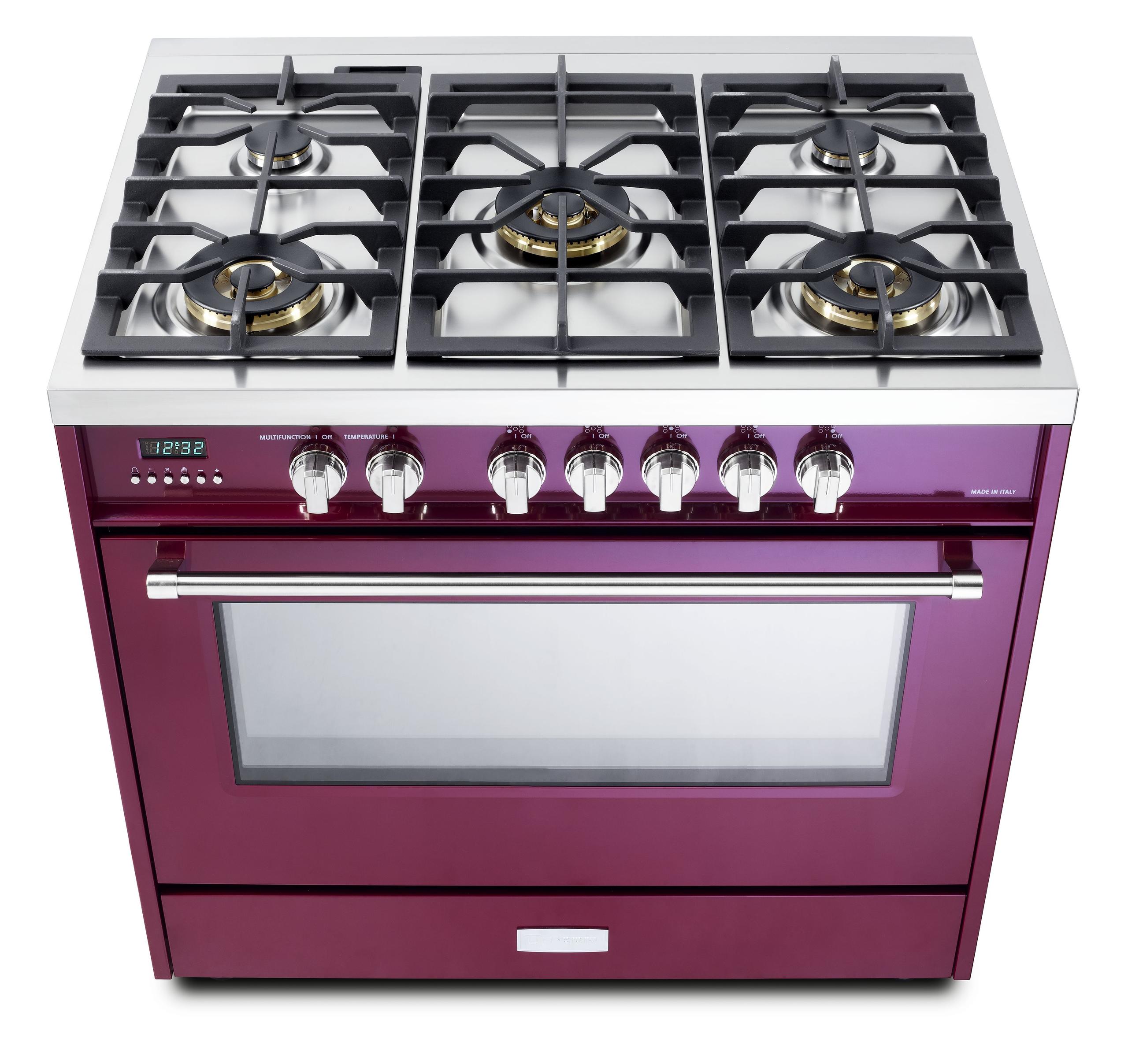 Designer 36" Dual Fuel Single Oven Range - Burgundy