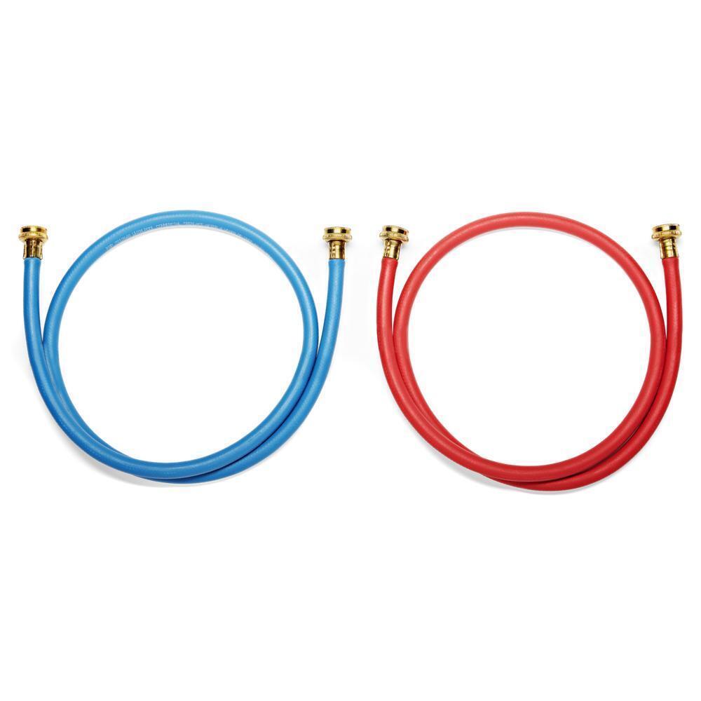 Whirlpool 8212545RP 5' Rubber washer fill hoses rated 1000 PSI with 2 female connections and built-in O-Rings - 2 pack