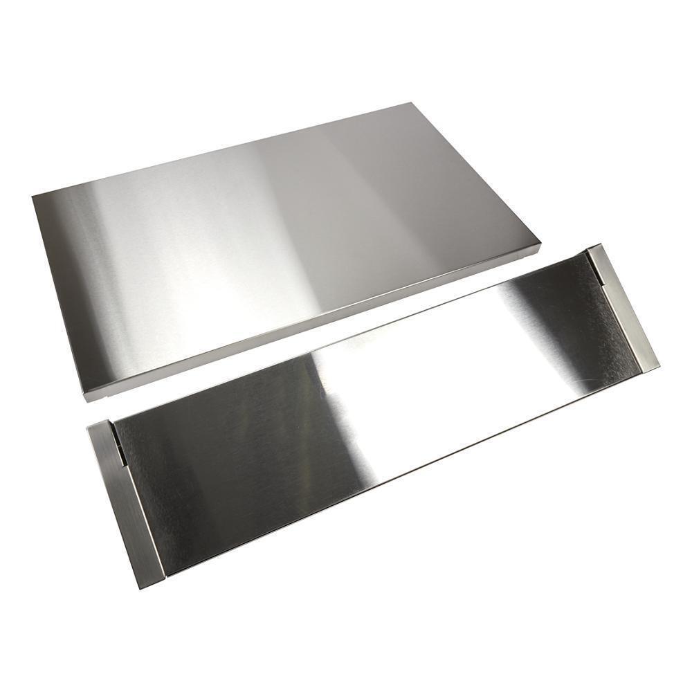 Whirlpool W10225949 Stainless Steel Backsplash with Dual Position Shelf, measures 36" W x 22" H - for 36" Range or Cooktop