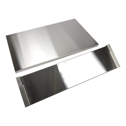 Whirlpool W10225949 Stainless Steel Backsplash with Dual Position Shelf, measures 36" W x 22" H - for 36" Range or Cooktop