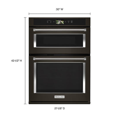 Kitchenaid KOCE900HBS Smart Oven+ 30" Combination Oven with Powered Attachments and PrintShield™ Finish
