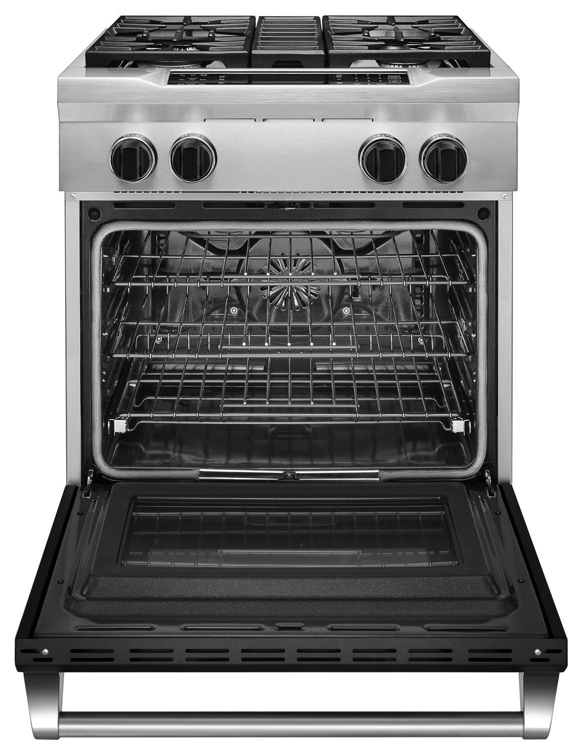 Kitchenaid KDRS407VBK 30'' 4-Burner Dual Fuel Freestanding Range, Commercial-Style Imperial Black