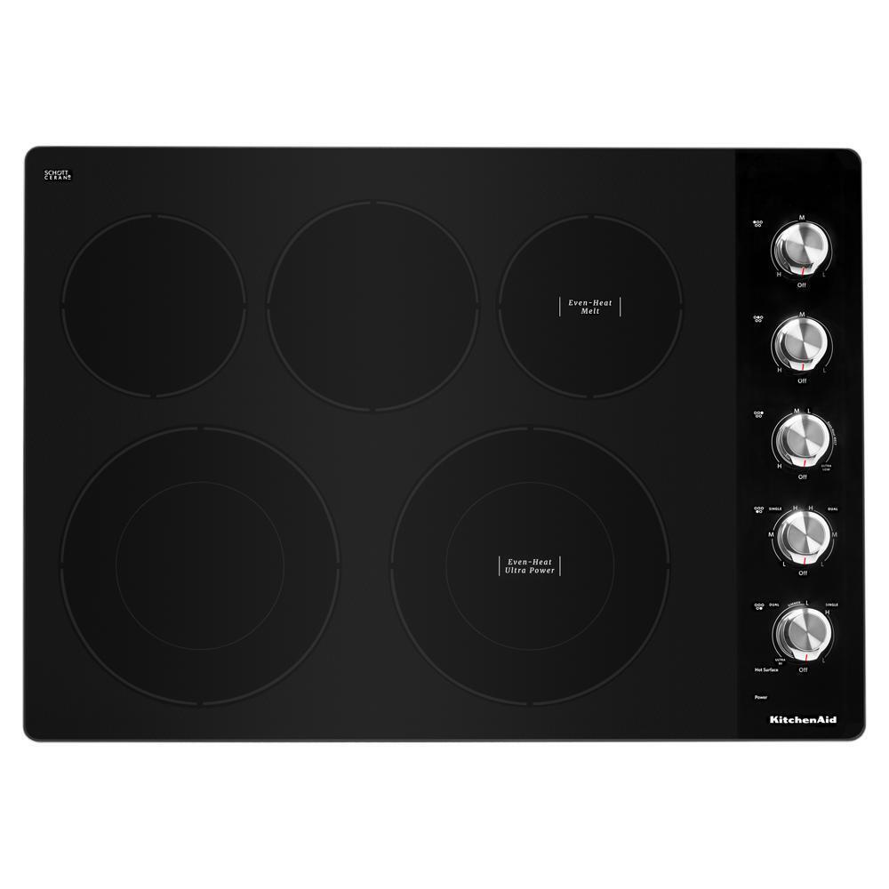 Kitchenaid KCES550HSS 30" Electric Cooktop with 5 Elements and Knob Controls