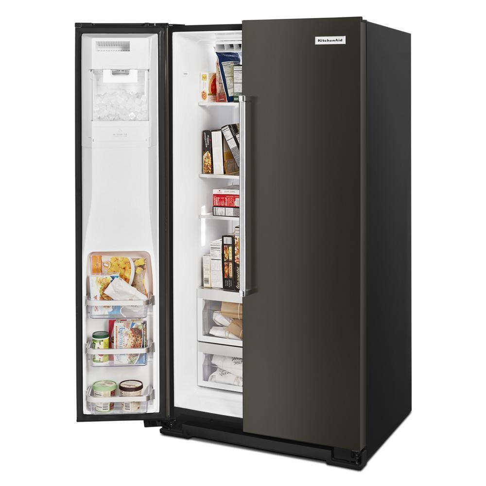 Kitchenaid KRSC700HBS 19.9 cu ft. Counter-Depth Side-by-Side Refrigerator with Exterior Ice and Water and PrintShield™ finish