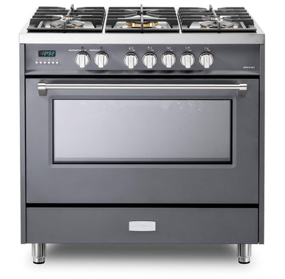 Verona VDFSGE365SG Designer 36" Dual Fuel Single Oven Range - Slate Gray