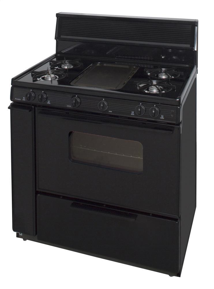 Premier BLK5S9BP 36 in. Freestanding Battery-Generated Spark Ignition Gas Range in Black