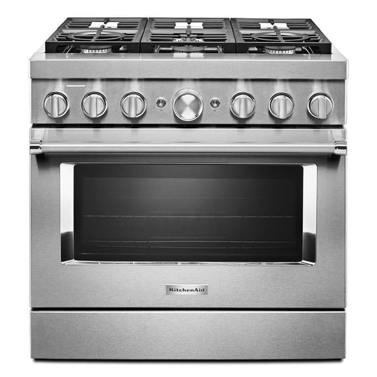 KFDC506JSS KitchenAid® 36'' Smart Commercial-Style Dual Fuel Range with 6 Burners