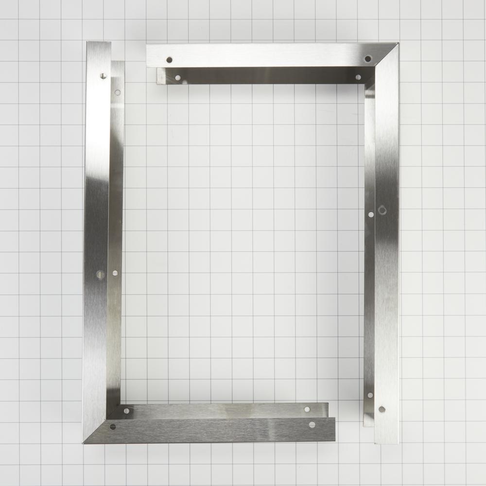 Whirlpool W10164745 3" X 17 1/4" X 11" Over-The-Range Microwave Trim Kit with stainless steel trim pieces, mounting hardware, & instructions