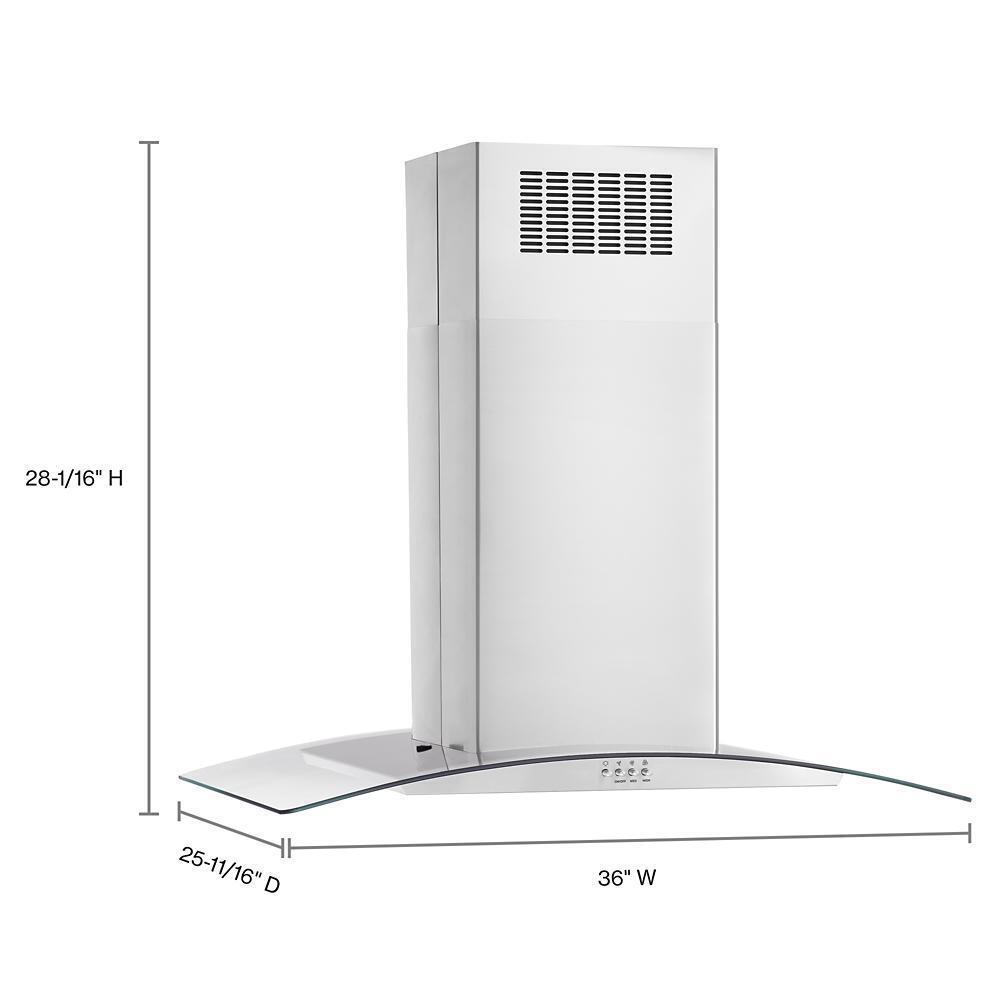 Whirlpool WVI51UC6LS 36" Curved Glass Island Mount Range Hood