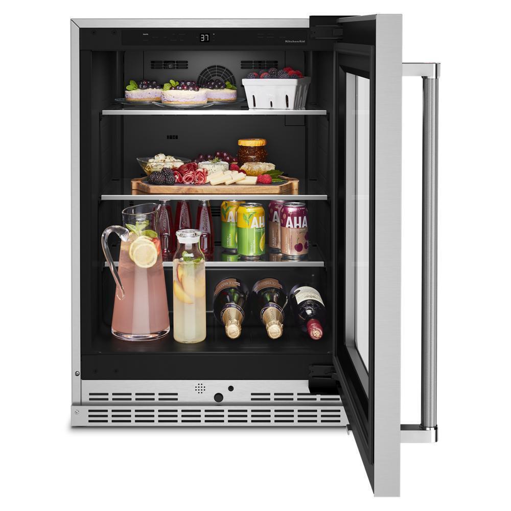 Kitchenaid KURR314KSS 24" Undercounter Refrigerator with Glass Door and Shelves with Metallic Accents