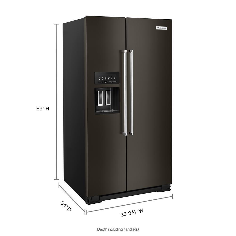 Kitchenaid KRSF705HBS 24.8 cu ft. Side-by-Side Refrigerator with Exterior Ice and Water and PrintShield™ Finish