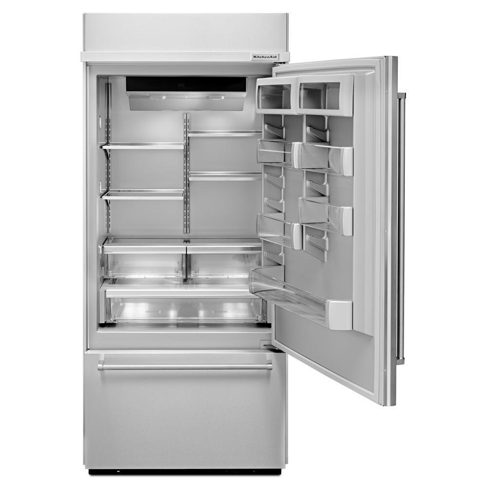 Kitchenaid KBBR306ESS 20.9 Cu. Ft. 36" Width Built-In Stainless Bottom Mount Refrigerator with Platinum Interior Design