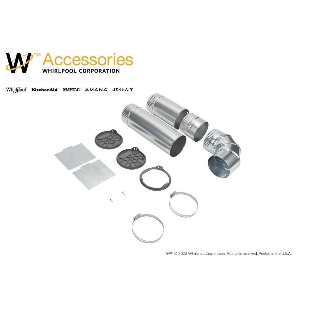 Whirlpool W10323246 4-way internal dryer vent kit for Left, Right, and Bottom venting, compatible with WE/GD94/95/97HEX & ME/GD6000/7000X models.