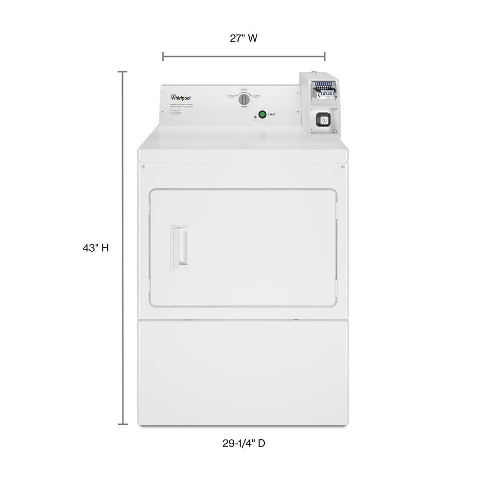 Whirlpool CEM2745FQ Commercial Electric Super-Capacity Dryer, Coin Slide