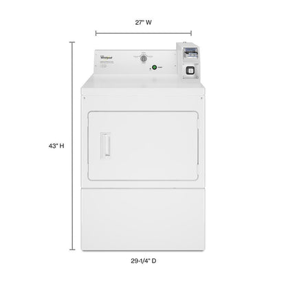 Whirlpool CEM2745FQ Commercial Electric Super-Capacity Dryer, Coin Slide