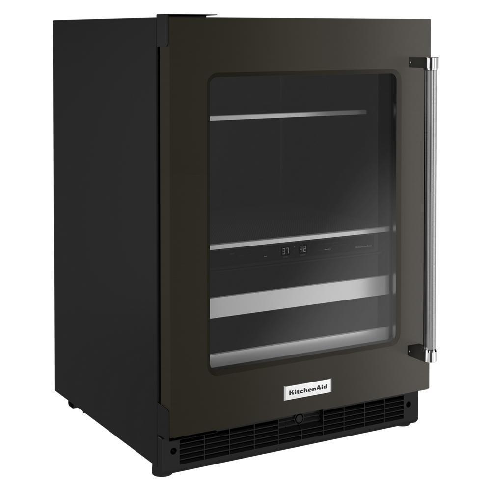 24" Beverage Center with Glass Door and Metal-Front Racks and PrintShield™ Finish
