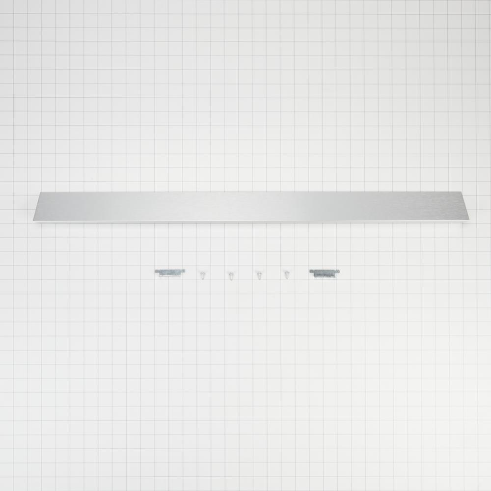 Whirlpool W10113901A Slide-in Range Rear Filler Kit, Stainless Steel, with (1) triangular fill strip, (2) mounting brackets, and two screws