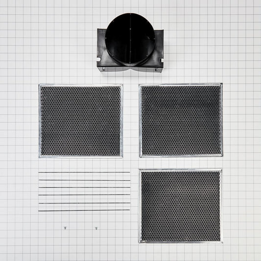 Whirlpool W11430940 Range Wall Hood Recirculation Kit - Silver (Includes Two Charcoal Filters, Four Rod-Style Clips, and One Deflector Damper)