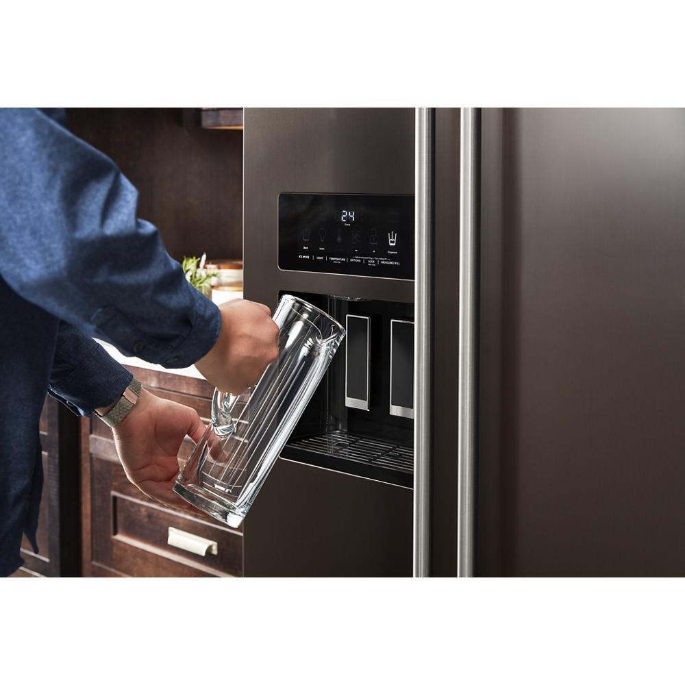 Kitchenaid KRSF705HBS 24.8 cu ft. Side-by-Side Refrigerator with Exterior Ice and Water and PrintShield™ Finish