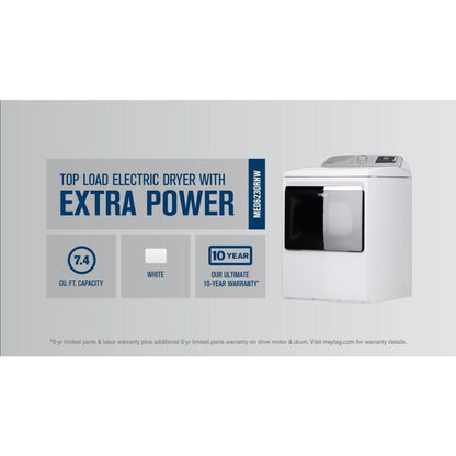 Maytag MED6230RHW Smart Top Load Electric Dryer with Extra Power Button - 7.4 cu. ft.