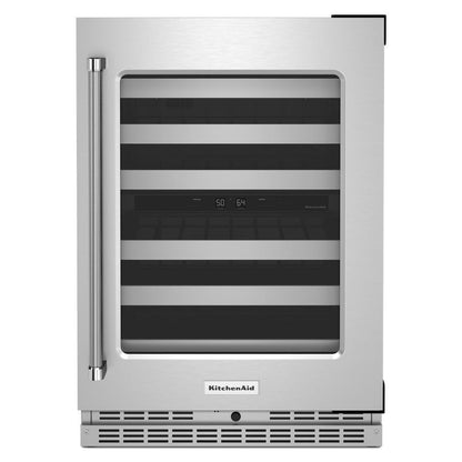 Kitchenaid KUWR314KSS 24" Undercounter Wine Cellar with Glass Door and Metal-Front Racks