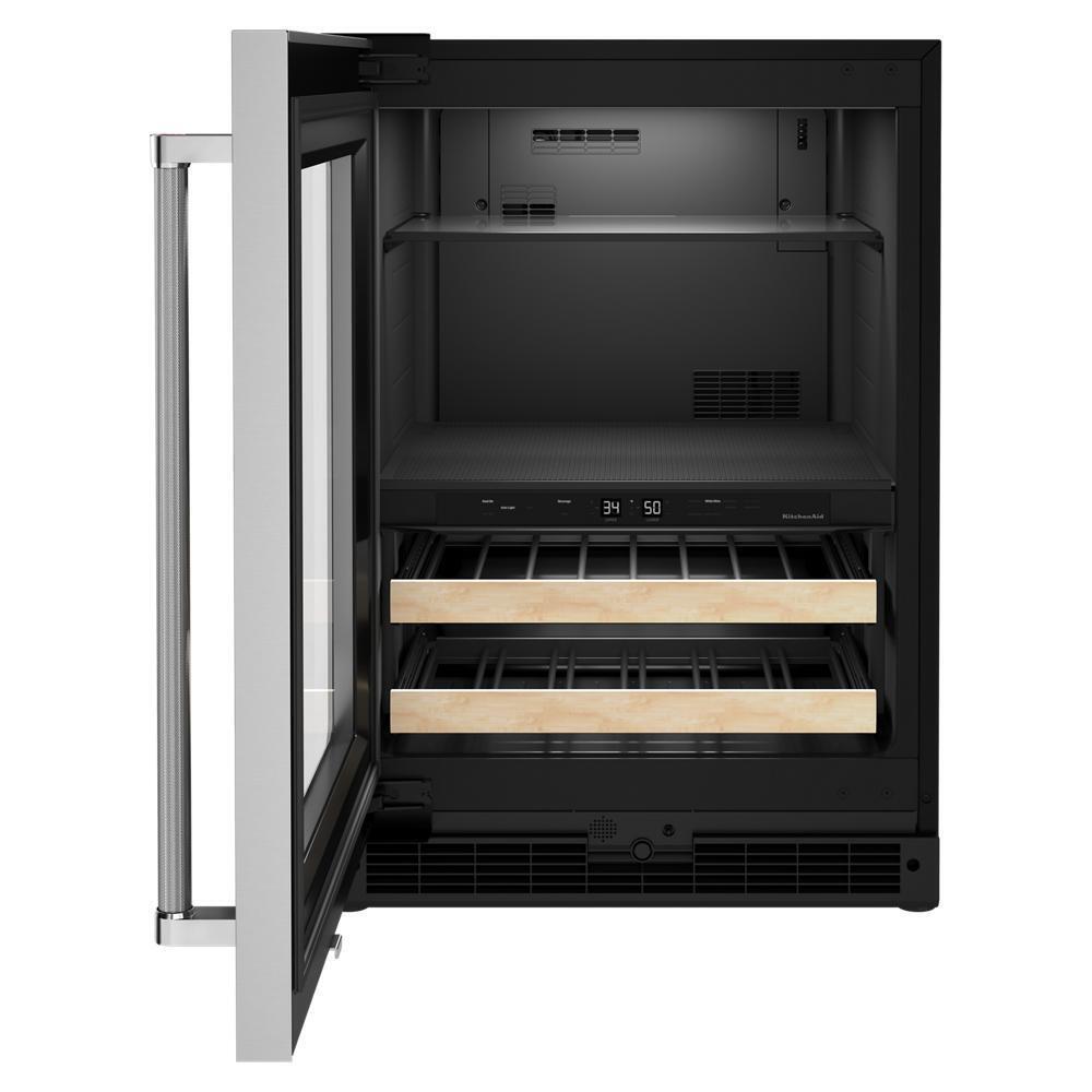 Kitchenaid KUBL214KSB 24" Beverage Center with Glass Door and Wood-Front Racks