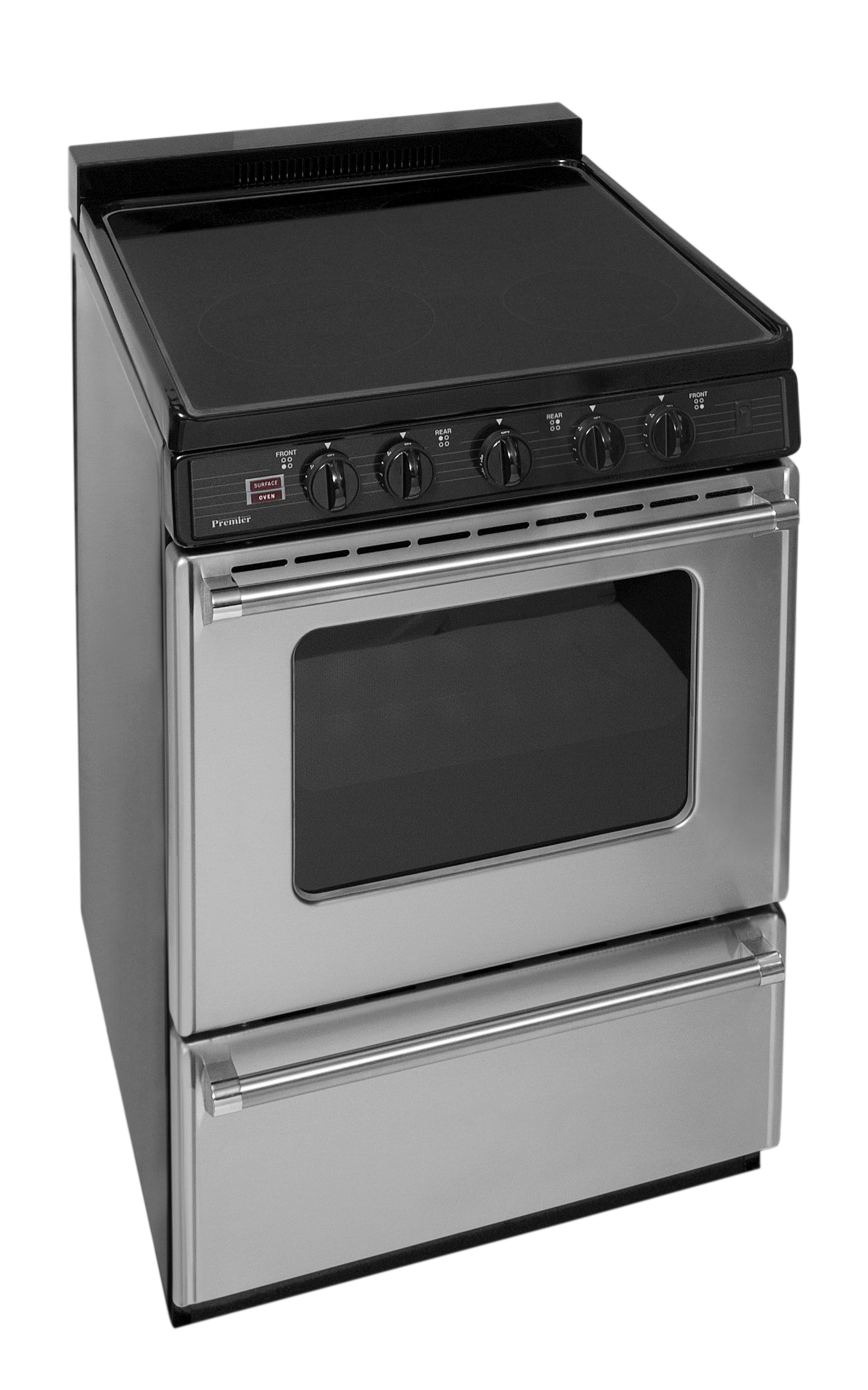 Premier 24 in. Freestanding Smooth Top Electric Range in Stainless Steel