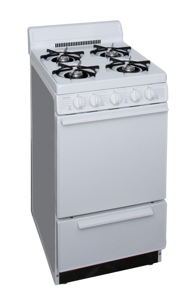 Premier BAK100OP 20 in. Freestanding Battery-Generated Spark Ignition Gas Range in White